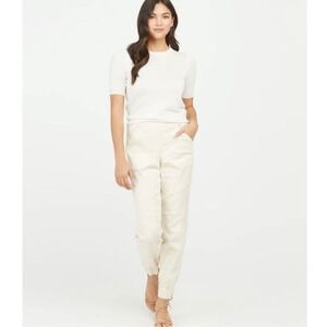 NEW Spanx Stretch Twill Cargo Jogger Pant Parchment Cream Pockets Pull‎ On XS TP